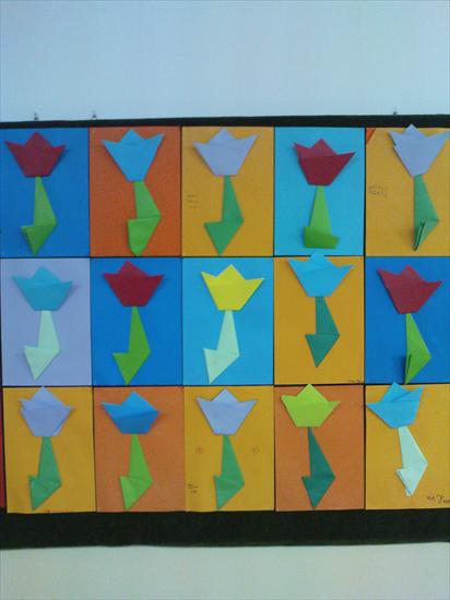 origami płaskie z kwadratu i prostokąta - tulipan - origami płaskie z kwadratu 01.JPG